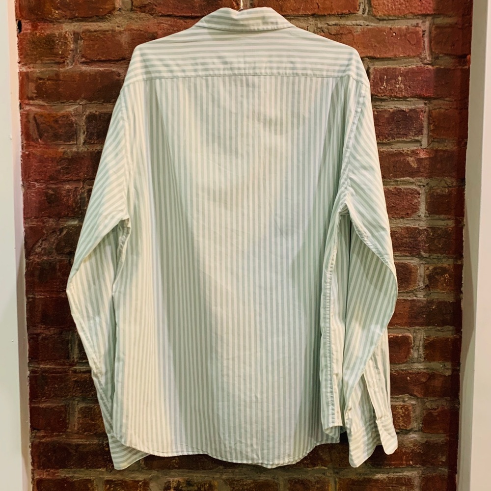 J Crew Green and White Striped Button Down | L - Picture 2 of 6